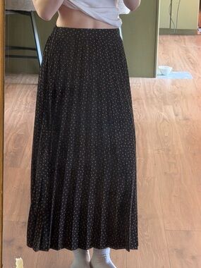 Pull&Bear Black Maxi Skirt with Pink Dot Print
